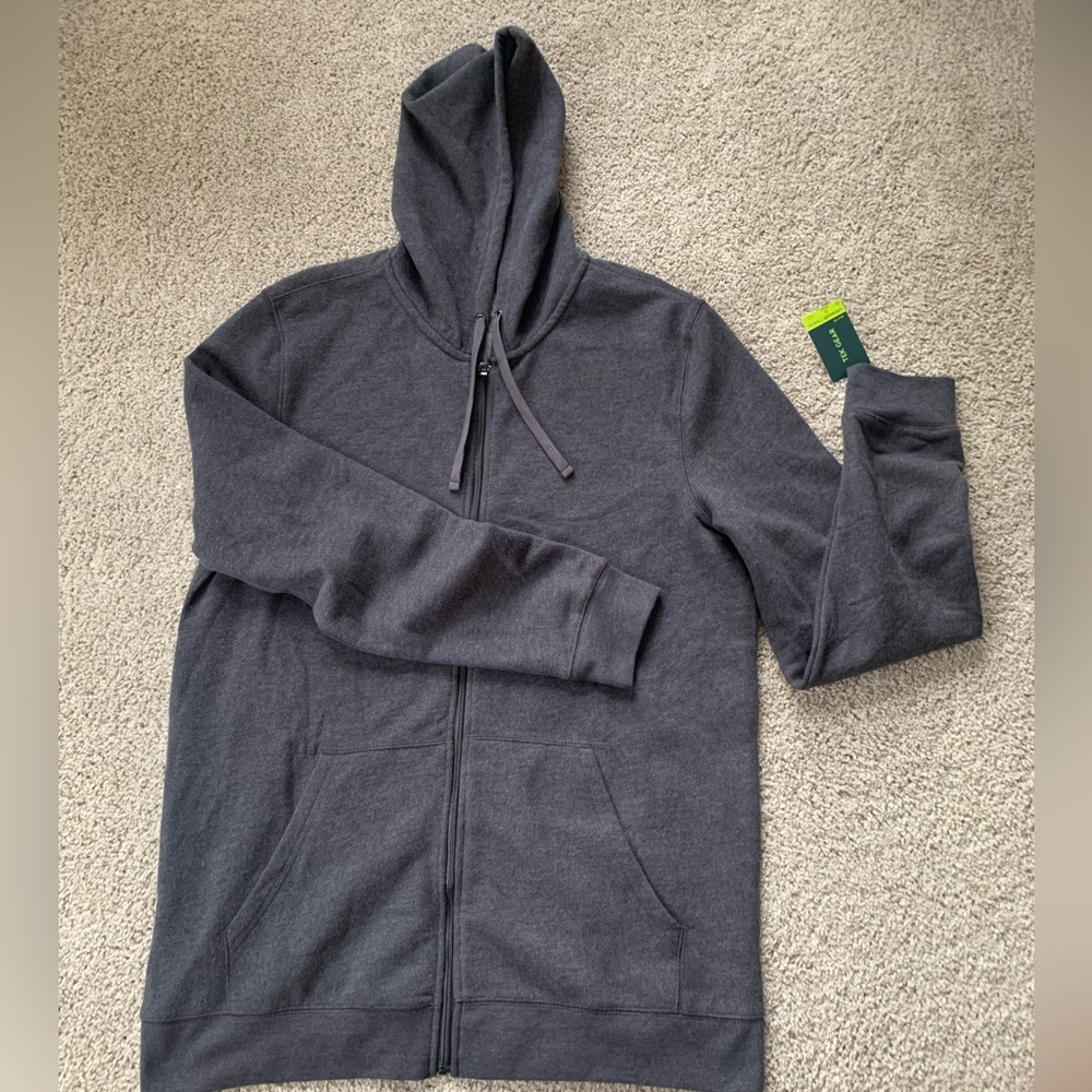 Men’s full-zip gray hoodie. BIG AND TALL. size large tall